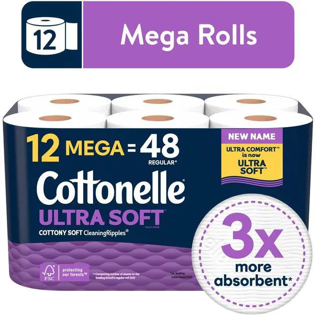 Alt view image 4 of 6 - Cottonelle Ultra Soft Toilet Paper, Strong Toilet Tissue, 12 Mega Rolls