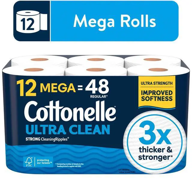 Alt view image 6 of 6 - Cottonelle Ultra Clean Toilet Paper, Strong Toilet Tissue, 12 Mega Rolls