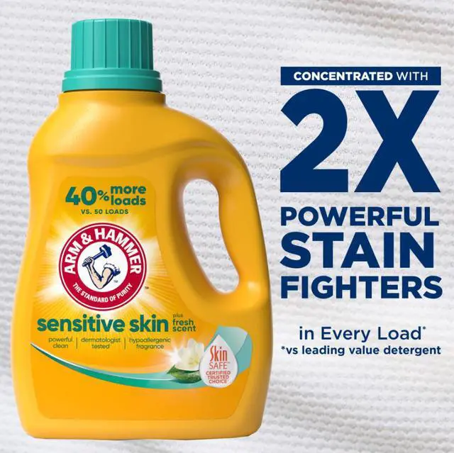 Alt view image 2 of 5 - ARM & HAMMER Sensitive Skin Plus Fresh Scent Liquid Laundry Detergent 105 fl oz, 105 Loads