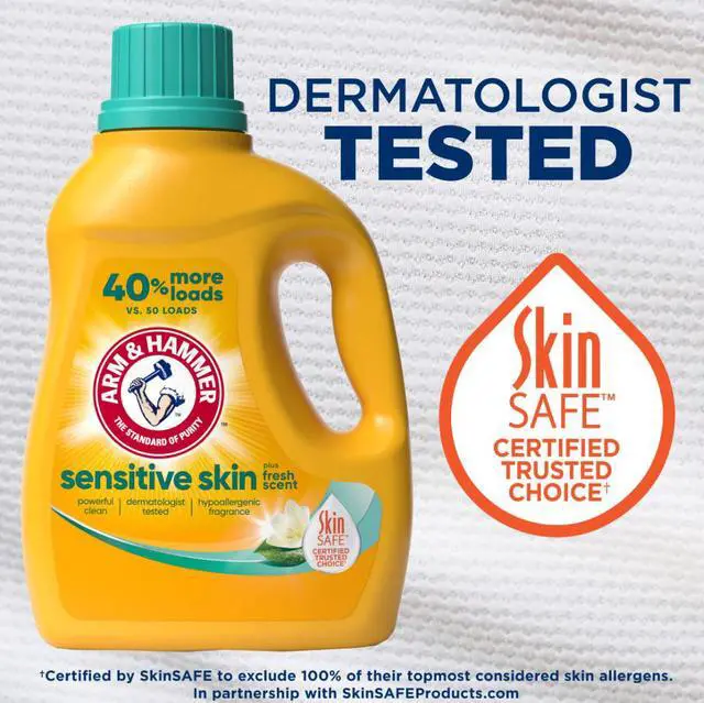 Alt view image 3 of 5 - ARM & HAMMER Sensitive Skin Plus Fresh Scent Liquid Laundry Detergent 105 fl oz, 105 Loads