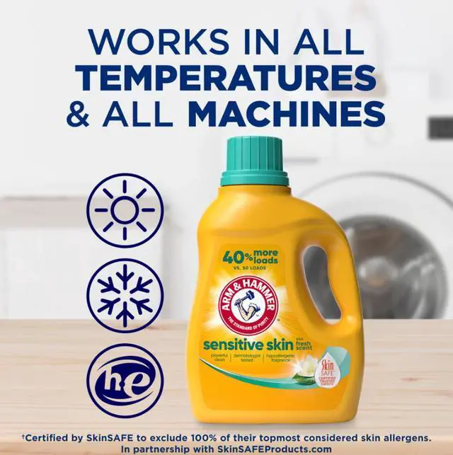 Alt view image 4 of 5 - ARM & HAMMER Sensitive Skin Plus Fresh Scent Liquid Laundry Detergent 105 fl oz, 105 Loads