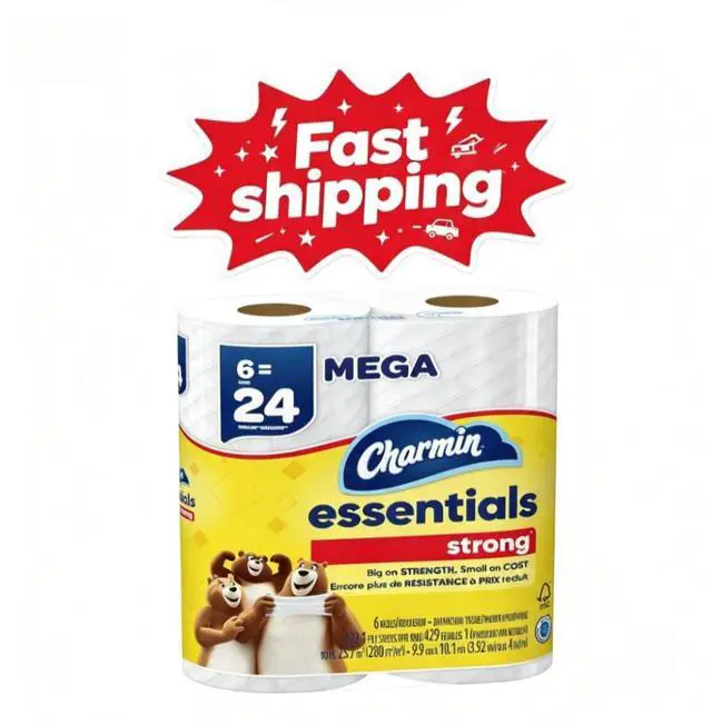 Main image of Charmin Essentials Strong Toilet Paper 6 Mega Rolls, 429 Sheets Per Roll