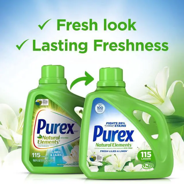 Alt view image 4 of 6 - Purex Natural Elements Liquid Detergent, Fresh Lilies & Linen, 150 fl oz, 115 loads