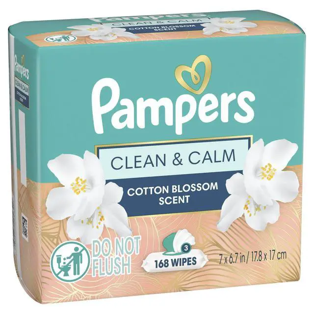 Alt view image 6 of 6 - Pampers Wipes, Clean & Calm, Cotton Blossom Scent, 168 Wipes Total (3X Pop-Top Packs)
