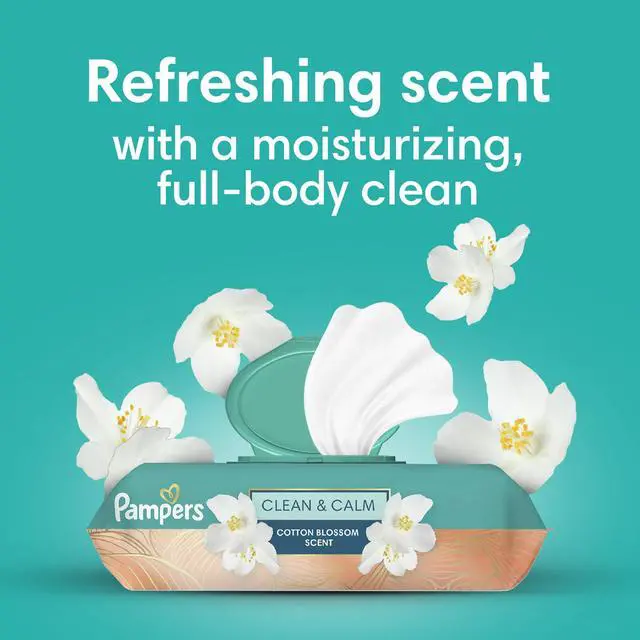 Alt view image 2 of 6 - Pampers Wipes, Clean & Calm, Cotton Blossom Scent, 168 Wipes Total (3X Pop-Top Packs)
