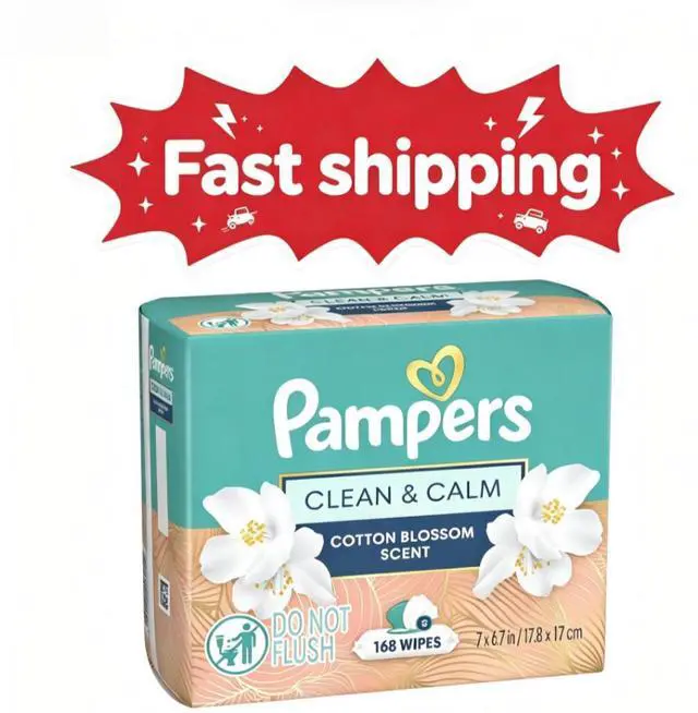 Main image of Pampers Wipes, Clean & Calm, Cotton Blossom Scent, 168 Wipes Total (3X Pop-Top Packs)