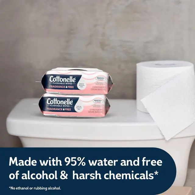 Alt view image 5 of 6 - Cottonelle Fragrance Free Flushable Wet Wipes, 4 Flip-Top Packs