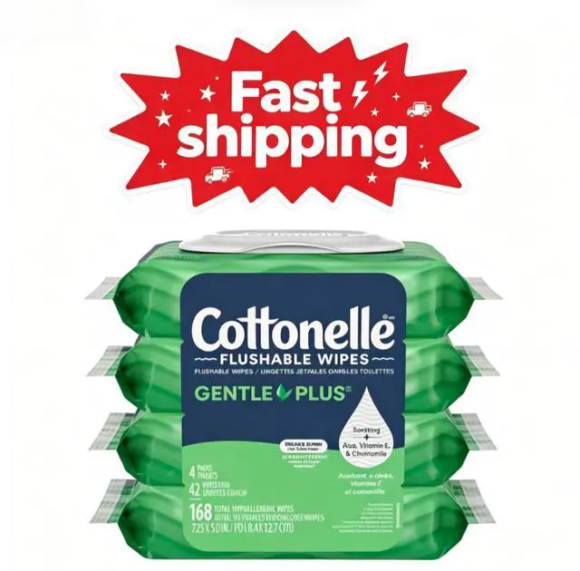 Main image of Cottonelle Gentle Plus Flushable Wet Wipes, 4 Flip-Top Packs