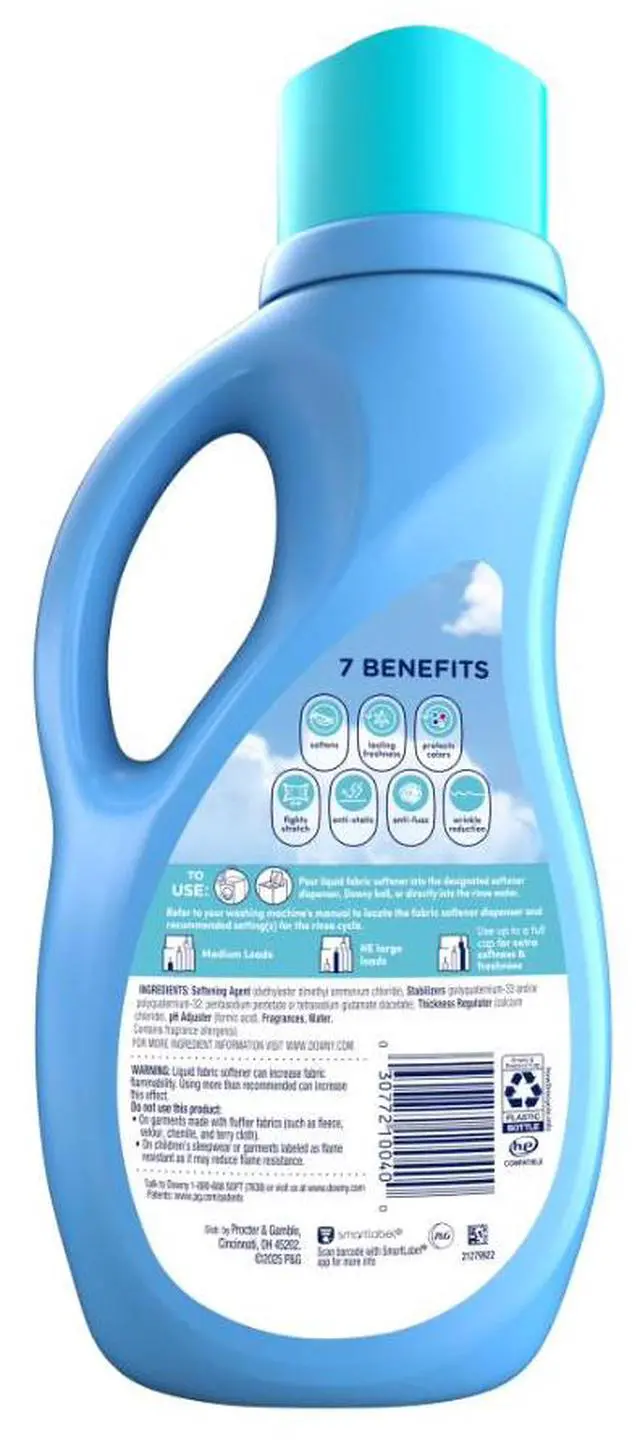 Alt view image 6 of 6 - Downy Liquid Laundry Fabric Softener and Conditioner, Cool Cotton Scent, 44 fl oz, 60 Loads