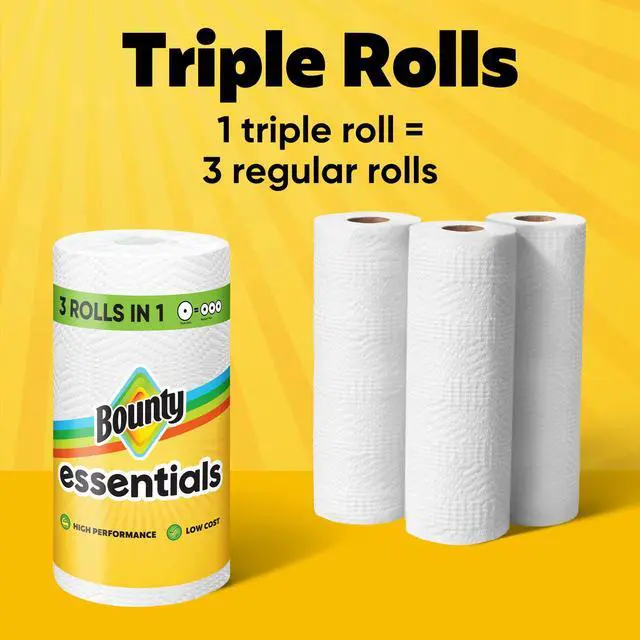 Alt view image 5 of 7 - Bounty Essentials Paper Towels Select-A-Size, 2 Triple Rolls, White, 162 Sheets Per Roll