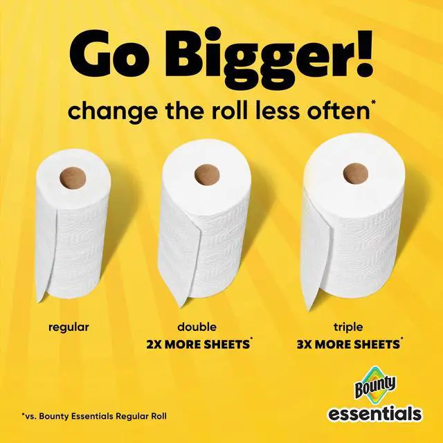 Alt view image 2 of 7 - Bounty Essentials Paper Towels Select-A-Size, 2 Triple Rolls, White, 162 Sheets Per Roll