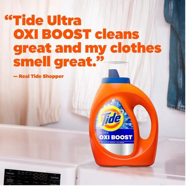 Alt view image 5 of 7 - Tide Laundry Detergent Liquid with Ultra Oxi Boost, Advanced Stain Remover, 27 fl oz, 19 Loads