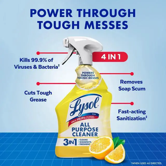 Alt view image 4 of 7 - Lysol® All Purpose Cleaner Sanitizing and Disinfecting Spray Lemon Breeze Scent, 32 oz, Bottle