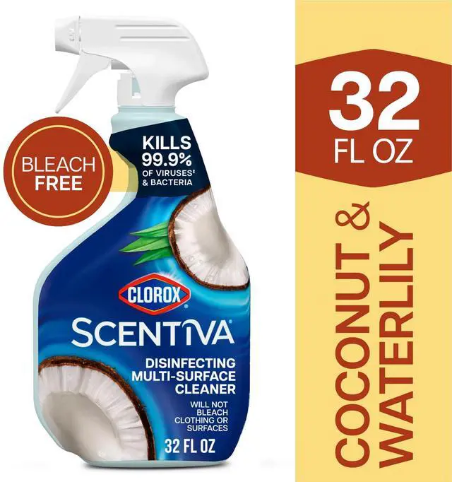 Alt view image 7 of 7 - Clorox Scentiva Disinfecting Multi-Surface Cleaner Spray, Coconut & Waterlily, 32 fl oz
