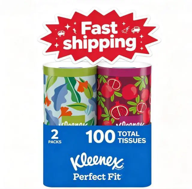 Main image of Kleenex Perfect Fit 2-Ply Canister Facial Tissues, 2 Pack (100 Total Tissues)