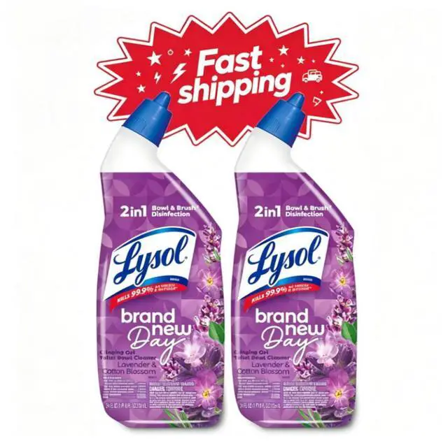 Main image of Lysol Toilet Bowl Cleaner Clinging Gel, Disinfecting Bathroom Cleaner and Toilet Bowl Stain Remover, Lavender & Cotton Blossom Scent, 24 fl oz (2 Pack)
