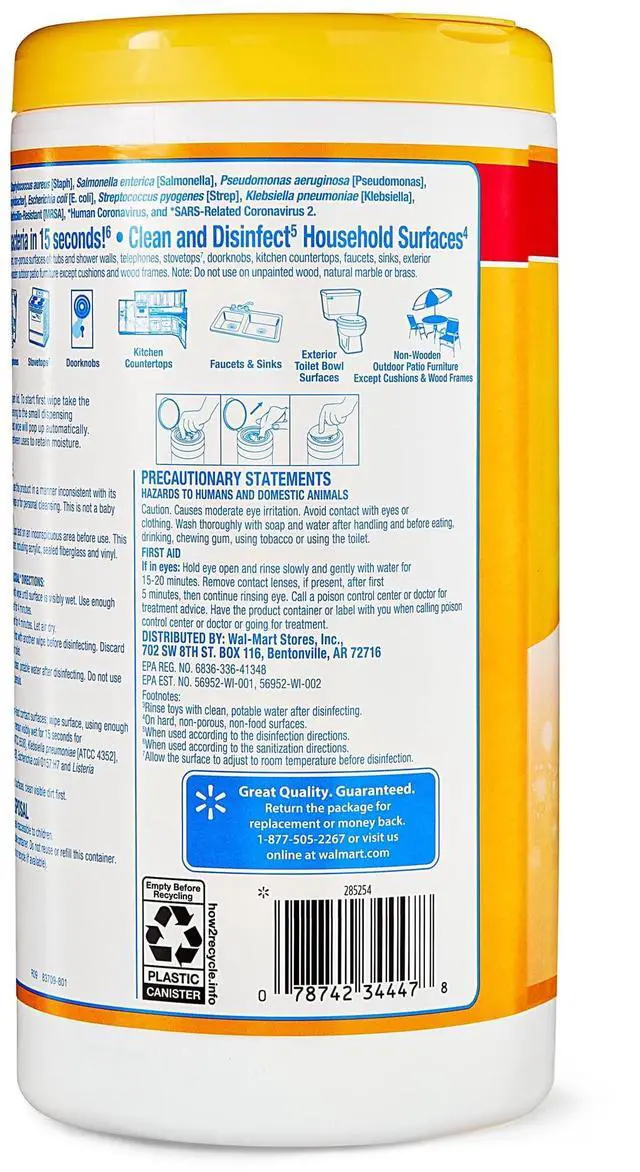 Alt view image 3 of 6 - Great Value Lemon Scent Disinfecting Wipes, 1 Lbs, 5.5 oz, 75 Count