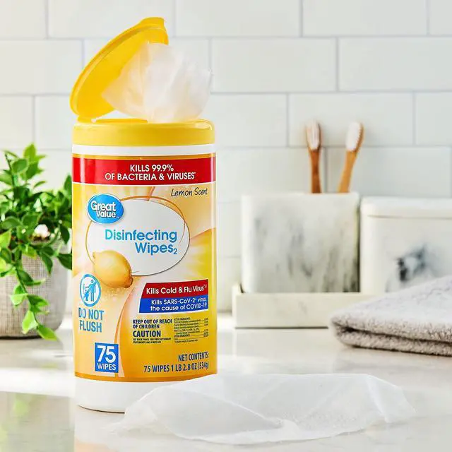 Alt view image 2 of 6 - Great Value Lemon Scent Disinfecting Wipes, 1 Lbs, 5.5 oz, 75 Count
