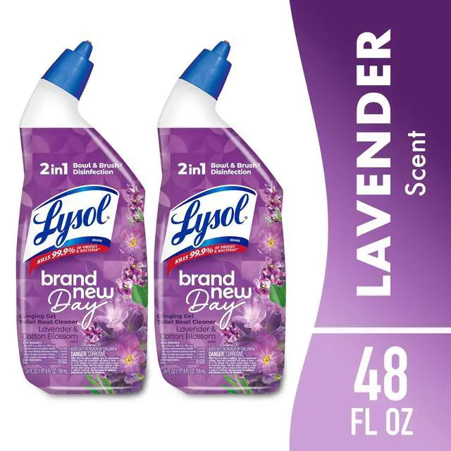 Alt view image 5 of 6 - Lysol Toilet Bowl Cleaner Clinging Gel, Disinfecting Bathroom Cleaner and Toilet Bowl Stain Remover, Lavender & Cotton Blossom Scent, 24 fl oz (2 Pack)