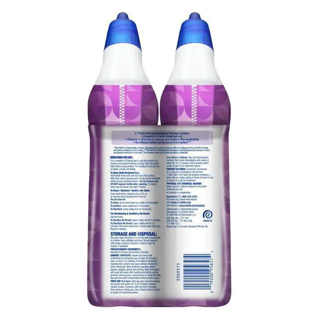 Alt view image 6 of 6 - Lysol Toilet Bowl Cleaner Clinging Gel, Disinfecting Bathroom Cleaner and Toilet Bowl Stain Remover, Lavender & Cotton Blossom Scent, 24 fl oz (2 Pack)