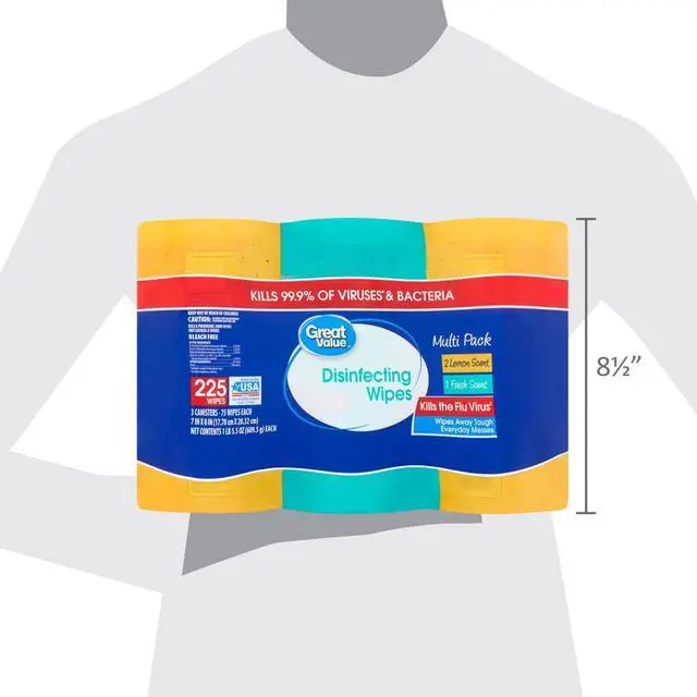 Alt view image 7 of 7 - Great Value Disinfecting Wipes, Lemon and Fresh Scent, 225 Count, 3 Pack