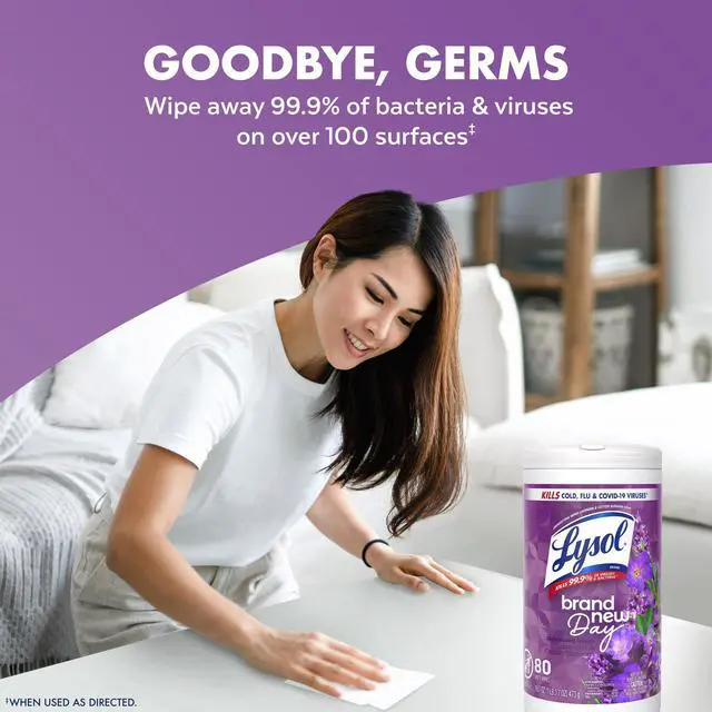 Alt view image 4 of 7 - Lysol Disinfecting Wipes, All Purpose Cleaner, Multi Surface Antibacterial Cleaning Wipes, Cleaning Supplies, Lavender + Mango Scents, 80 Count Each (Pack of 2)
