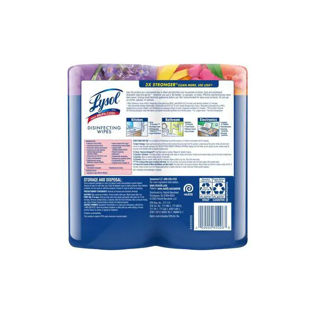 Alt view image 7 of 7 - Lysol Disinfecting Wipes, All Purpose Cleaner, Multi Surface Antibacterial Cleaning Wipes, Cleaning Supplies, Lavender + Mango Scents, 80 Count Each (Pack of 2)