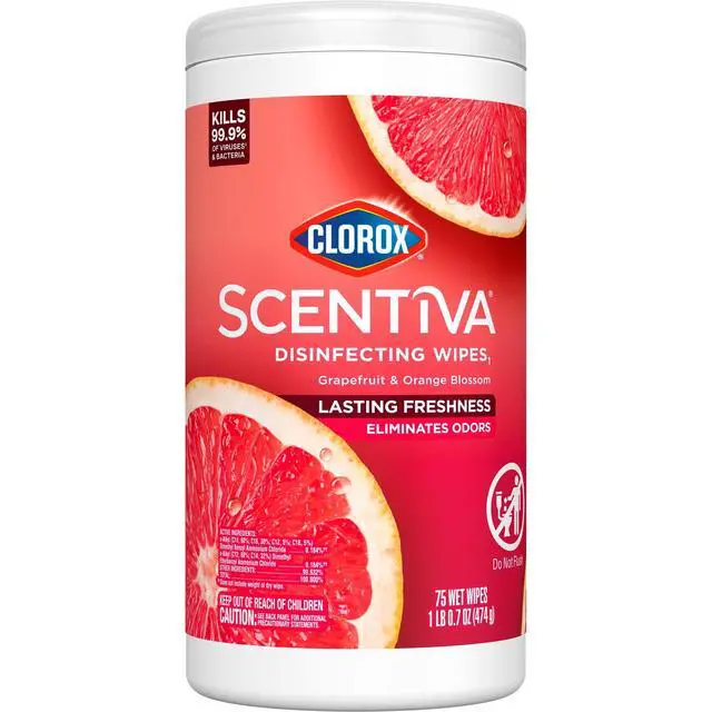 Alt view image 4 of 7 - Clorox Scentiva Bleach-Free Cleaning Wipes, Grapefruit & Orange Blossom, 75 Count