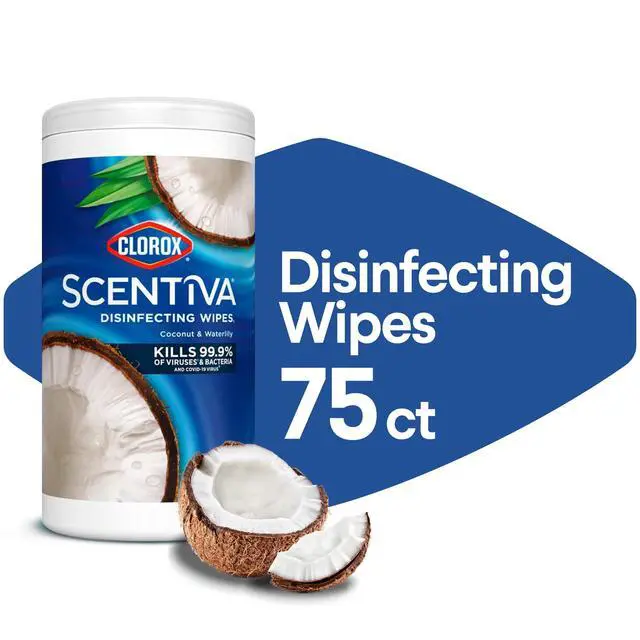 Alt view image 5 of 7 - Clorox Scentiva Bleach-Free Cleaning Wipes, Coconut and Waterlily, 75 Count