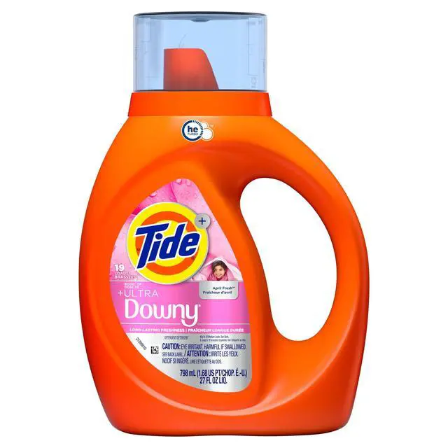 Alt view image 6 of 7 - Tide Laundry Detergent Liquid Plus a Boost of Ultra Downy, April Fresh Scent, 27 fl oz, 19 Loads