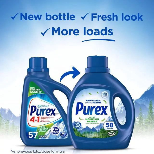 Alt view image 3 of 6 - Purex Fresh Mountain Breeze Liquid Detergent, 66 fl oz, 58 loads