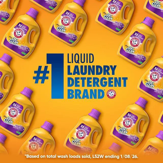 Alt view image 5 of 7 - ARM & HAMMER Plus OxiClean with Odor Blasters Liquid Detergent, Fresh Burst, 96.2 fl oz, 74 Loads