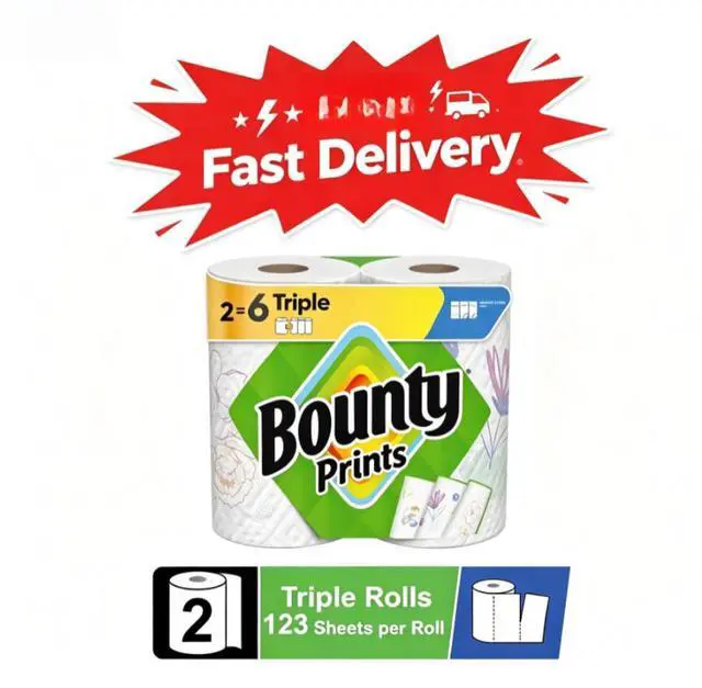Main image of Bounty Paper Towels Select-A-Size Print, 2 Triple Rolls, 123 Sheets per Roll