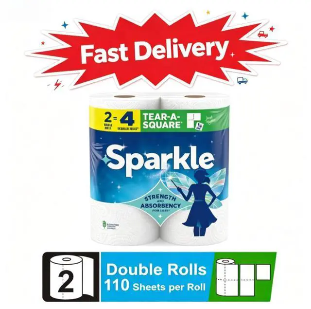 Main image of Sparkle Tear-A-Square Paper Towels, 2 Double Rolls, 110 Sheets per Roll