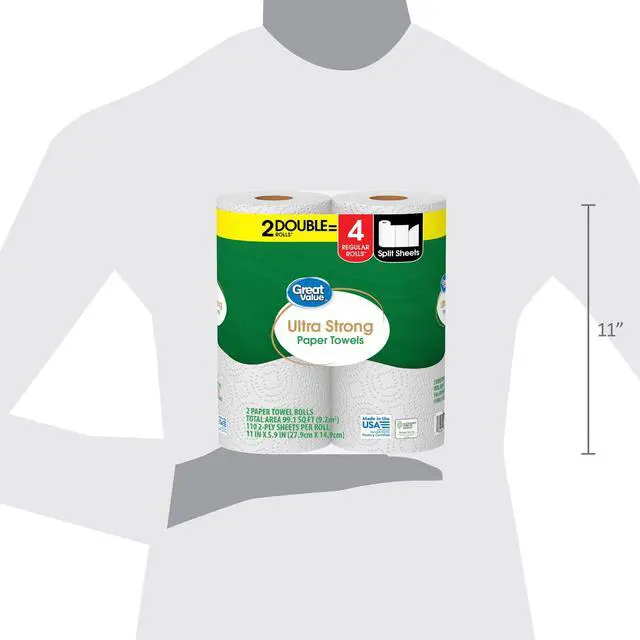 Alt view image 5 of 7 - Great Value Ultra Strong Paper Towels, White, 2 Double Rolls