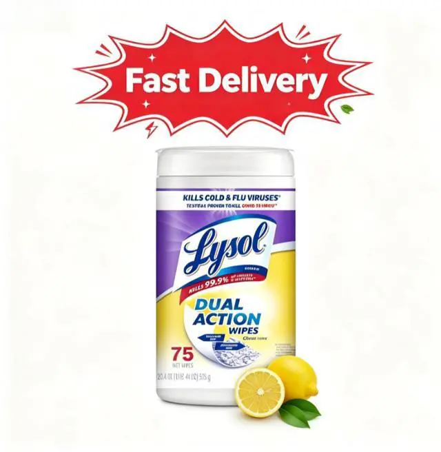 Main image of Lysol Dual Action Disinfectant Wipes, Multi-Surface Antibacterial Scrubbing Wipes, For Disinfecting and Cleaning, Citrus Scent, 75 Count