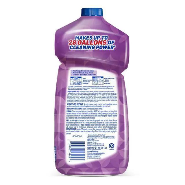 Alt view image 7 of 7 - Lysol All Purpose Cleaner, 2X Concentrated Multi-Surface Disinfectant Floor Cleaner for Mopping Solution, for Bathroom & Kitchen, Lavender & Cotton Blossom, 28 fl oz