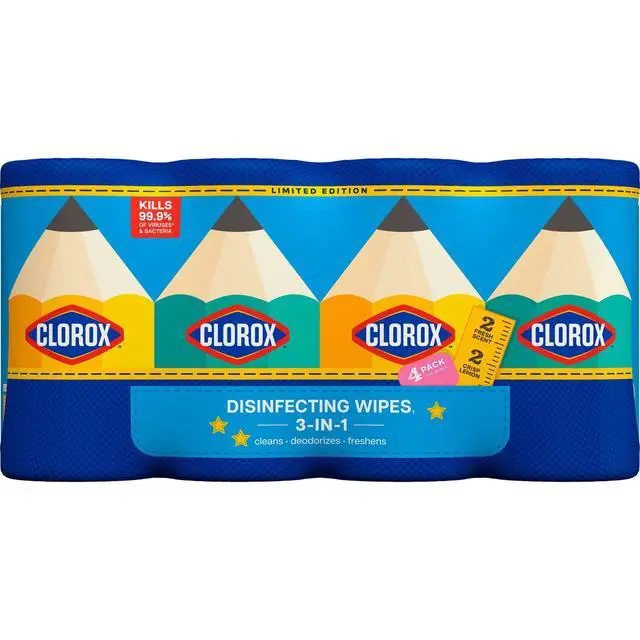 Alt view image 2 of 7 - Clorox Disinfecting Cleaning Wipes Back to School Variety Pack, 75 Count, Pack of 4
