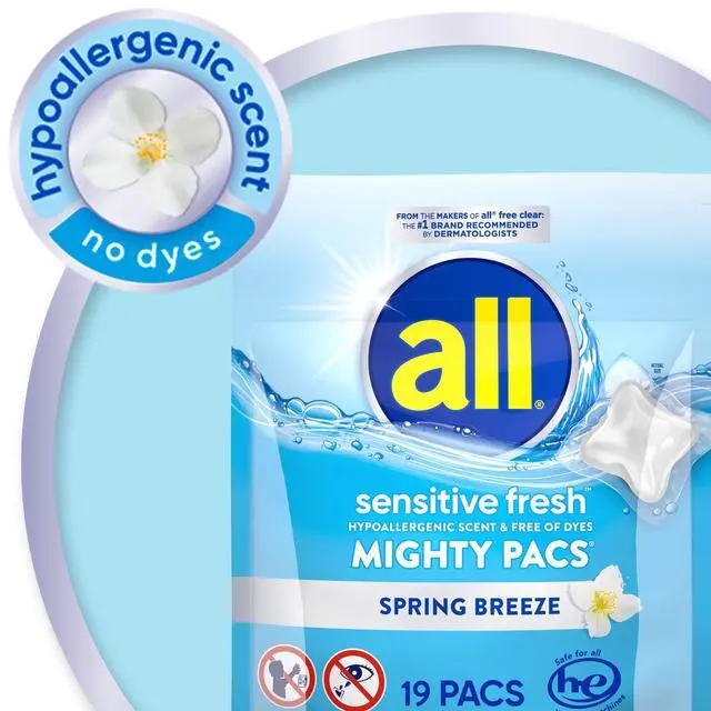 Alt view image 5 of 7 - all sensitive fresh MIGHTY PACS Spring Breeze Scented Laundry Detergent, 19 Count