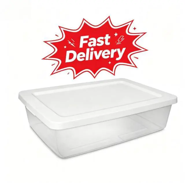 Main image of Sterilite 28 Quart Small Storage Bin, Clear Plastic Storage Container with Snap-On Lid, White