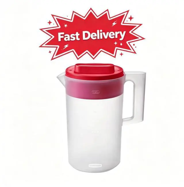 Main image of Rubbermaid, Pitcher, Simply Pour Clear/Red Pitcher Plastic 1 gal, plastic, 1 gal, helpful for family beverage service, A Practical Choice for Everyday Beverage Serving