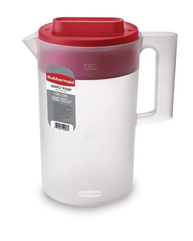 Alt view image 4 of 7 - Rubbermaid, Pitcher, Simply Pour Clear/Red Pitcher Plastic 1 gal, plastic, 1 gal, helpful for family beverage service, A Practical Choice for Everyday Beverage Serving
