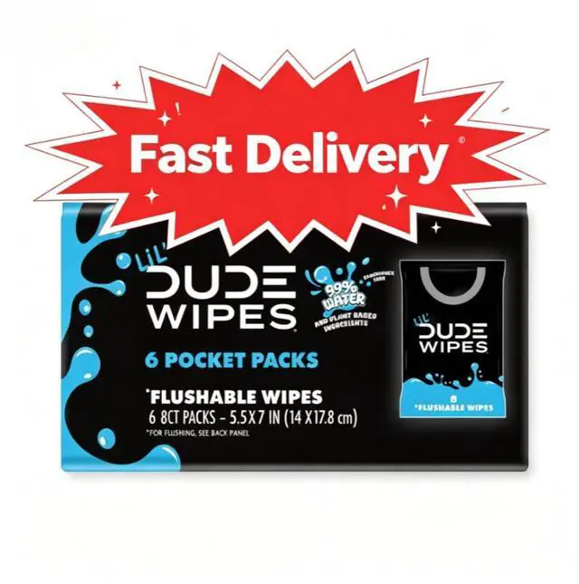 Main image of LiL' DUDE Pocket Packs Flushable Wipes, Extra Large Fragrance Free Wet Wipes, 8 Count, 6 Pack