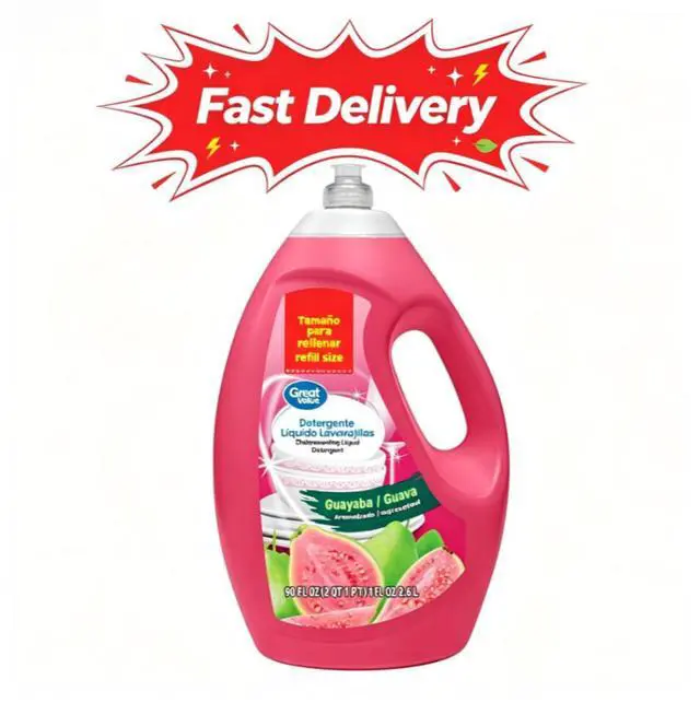 Main image of Great Value Dish Washing Liquid Detergent, Guava, 90 fl oz