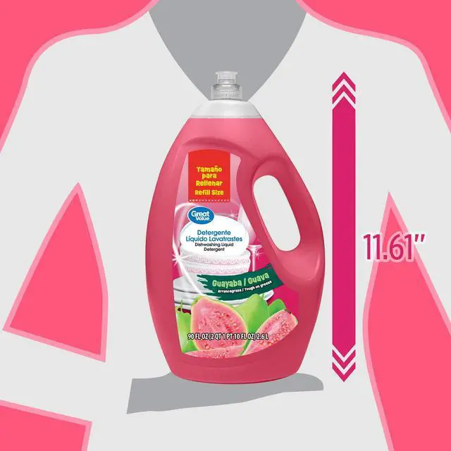 Alt view image 4 of 5 - Great Value Dish Washing Liquid Detergent, Guava, 90 fl oz