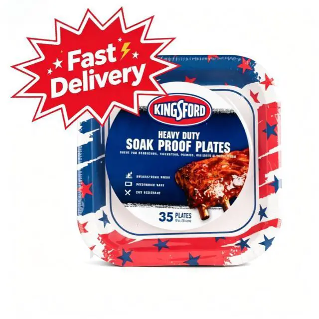 Main image of Kingsford 10" Heavy Duty Soak Proof Americana Square Paper Plates 35ct