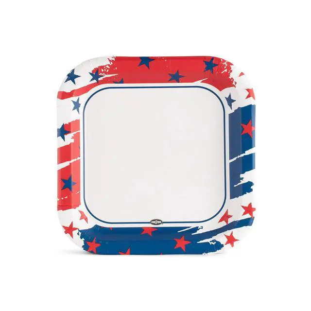 Alt view image 3 of 4 - Kingsford 10" Heavy Duty Soak Proof Americana Square Paper Plates 35ct