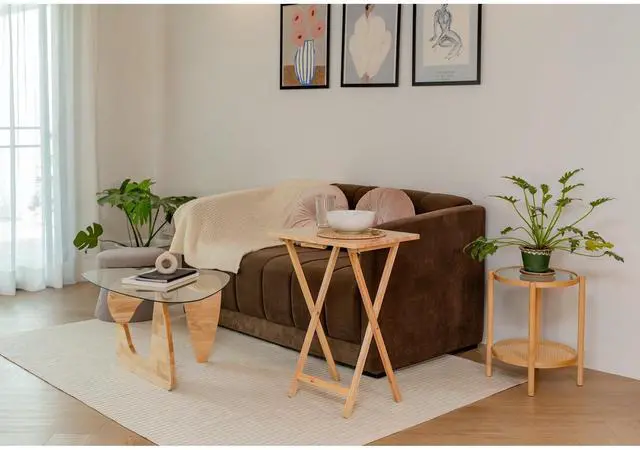 Alt view image 3 of 7 - Mainstays Rubberwood Folding TV Tray Table, Natural