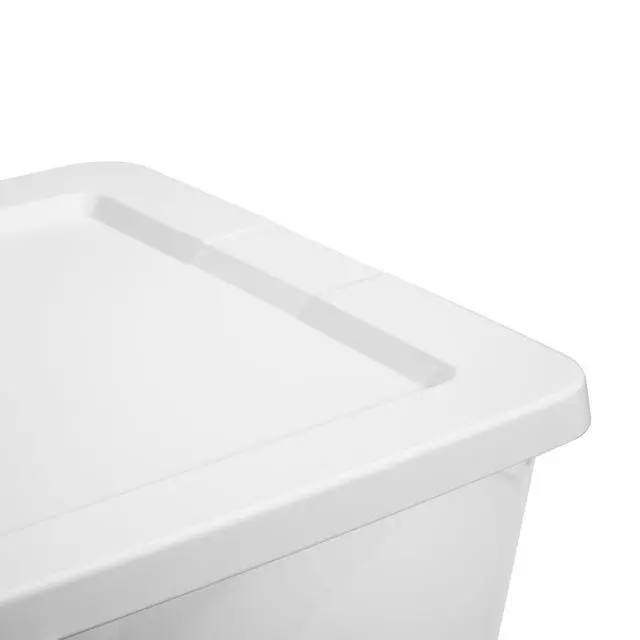 Alt view image 5 of 7 - Sterilite 58 Quart Medium Storage Bin, Clear Plastic Storage Container with Snap-On Lid, White
