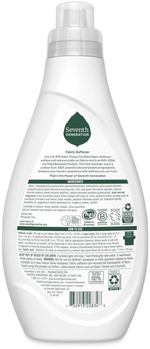 Alt view image 3 of 6 - Seventh Generation Fabric Softener, Fresh Lavender, 32 fl oz, 32 Loads